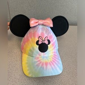Tie-Dye Mouse Ears Cap with Pink Bow